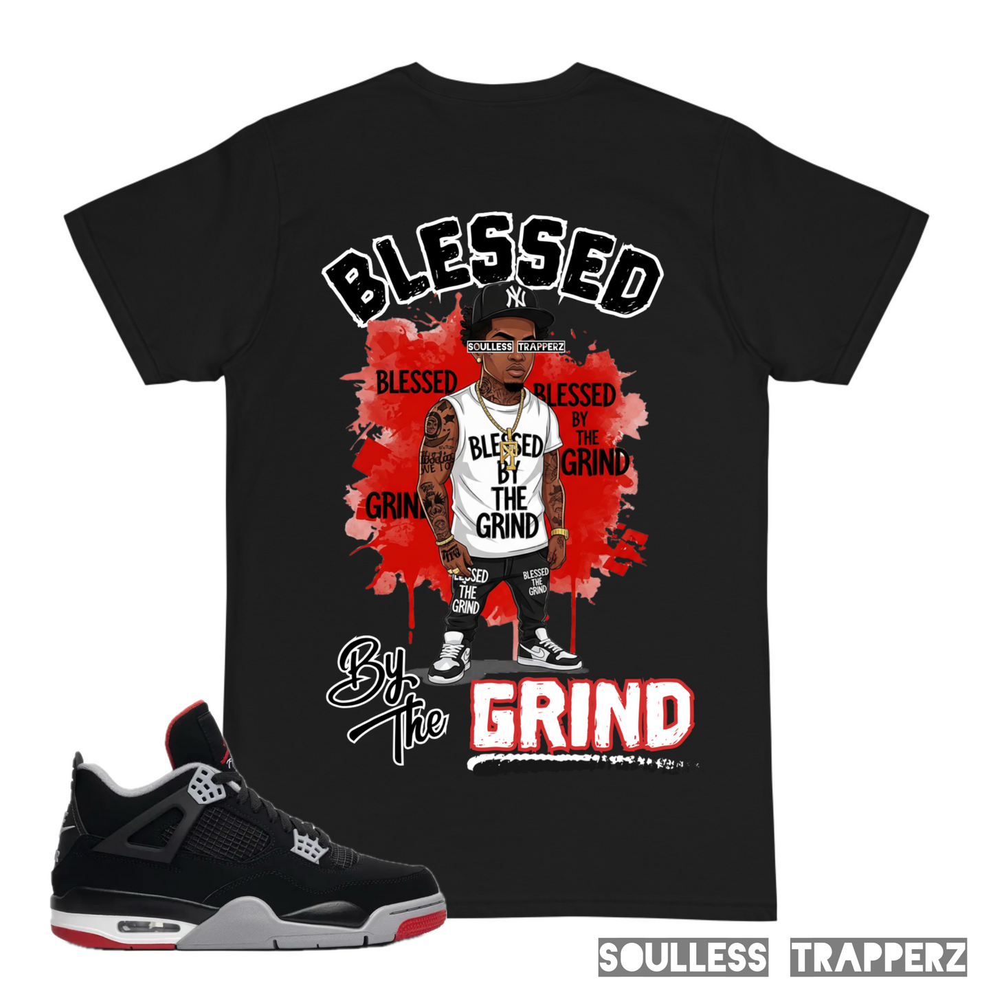“BLESSED BY THE GRIND” Soulless Trapperz Original Premium T-Shirt