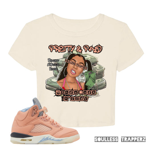 Women’s “PRETTY & PAID” Soulless Trapperz Crop Top T-Shirt