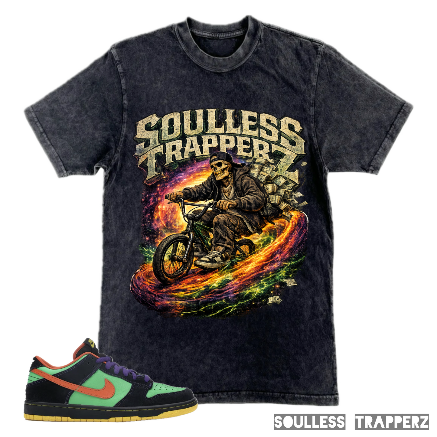“COSMIC RIDER” Soulless Trapperz Mineral Washed Original Premium T-Shirt