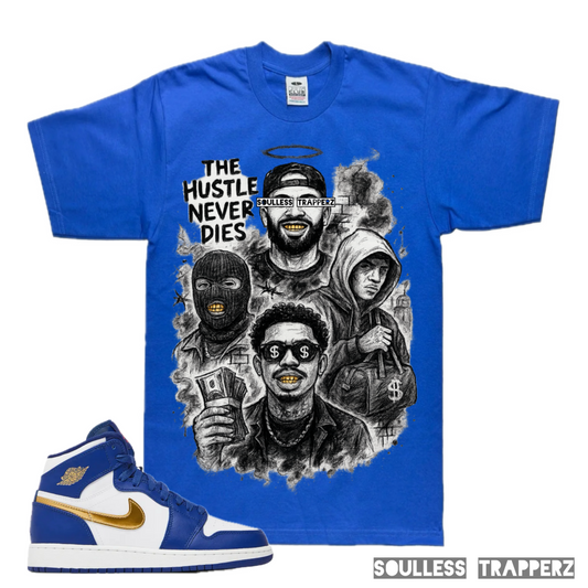 “THE HUSTLE NEVER DIES” Soulless Trapperz Original Premium T-Shirt