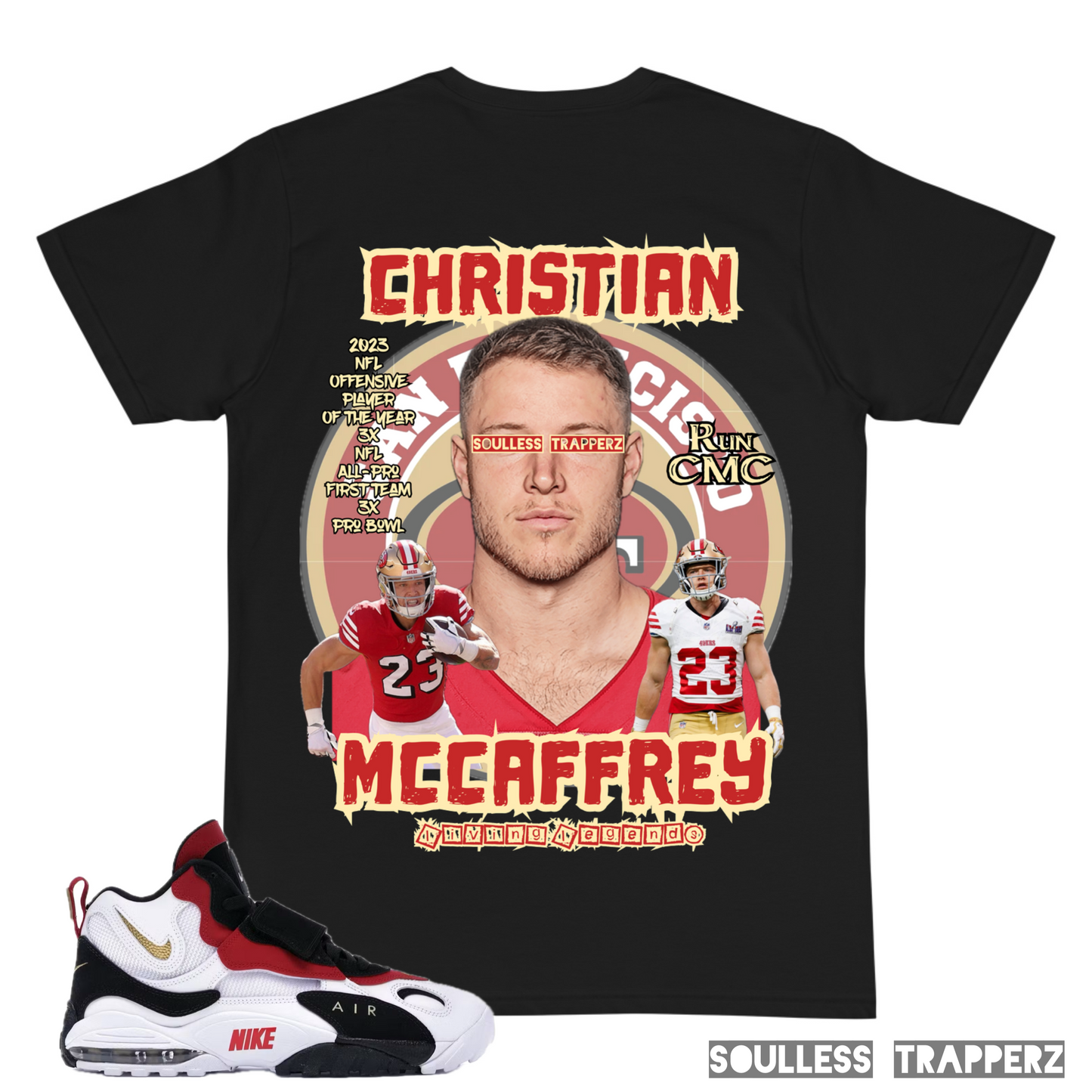 San Francisco 49ers Superstar “CHRISTIAN MCCAFFREY” (Living Legend) Original Soulless Trapperz T-Shirt