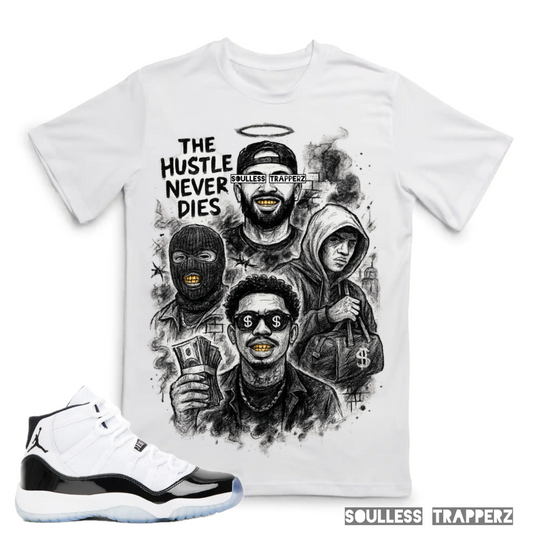 “THE HUSTLE NEVER DIES” Soulless Trapperz Original Premium T-Shirt