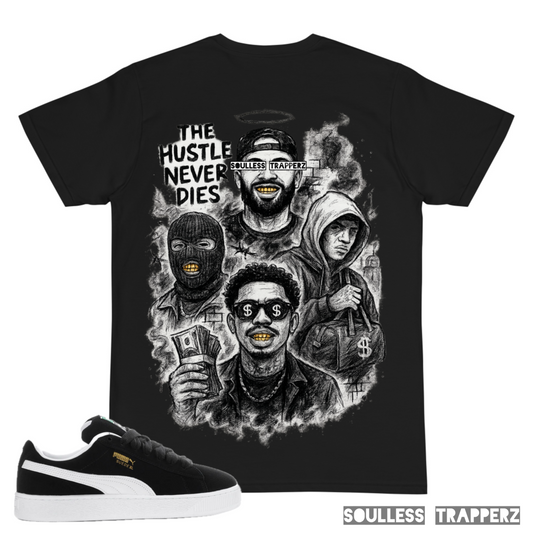 “THE HUSTLE NEVER DIES” Soulless Trapperz Original Premium T-Shirt