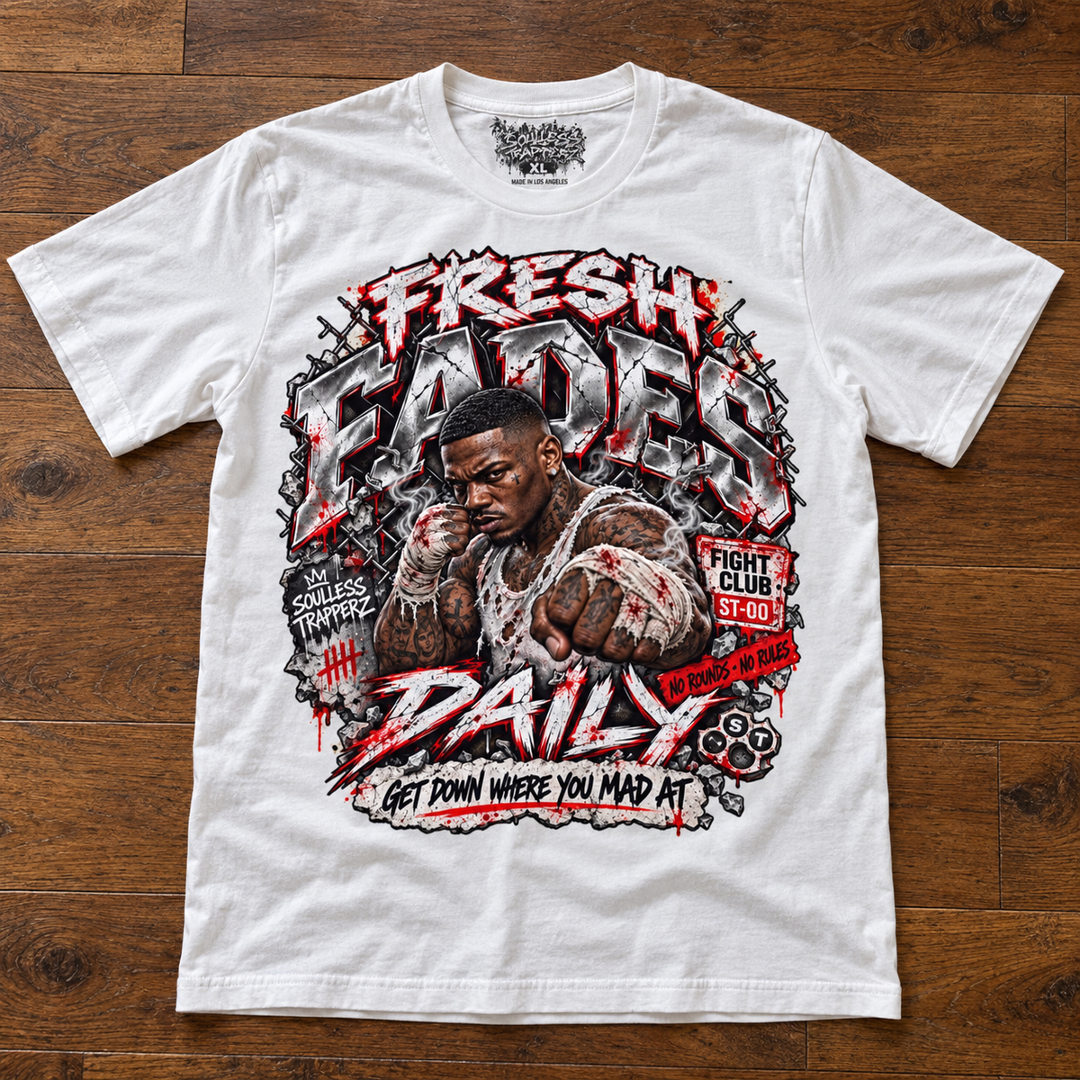 FRESH FADES DAILY™ Underground Fight Club Oversized Graphic Tee — Red Edition