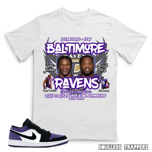 Baltimore Ravens Superstars “LAMAR JACKSON & DERRICK HENRY” (Living Legend) Original Soulless Trapperz T-Shirt