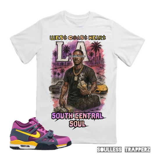 “WEST COAST HEART SOUTH CENTRAL SOUL” Soulless Trapperz Original Premium T-Shirt