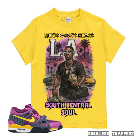 “WEST COAST HEART SOUTH CENTRAL SOUL” Soulless Trapperz Original Premium T-Shirt