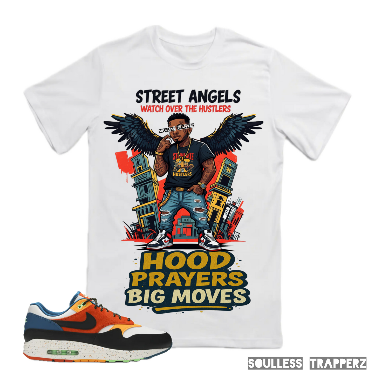 “STREET ANGELS & HOOD PRAYERS” Soulless Trapperz Original Premium T-Shirt