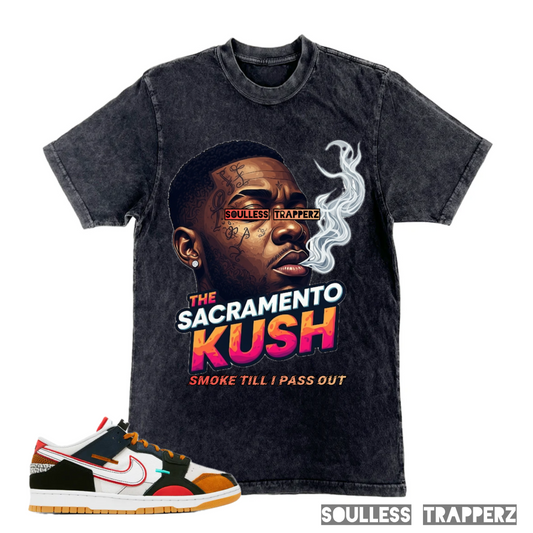 “THE SACRAMENTO KUSH” Mineral Washed Soulless Trapperz Original Premium T-Shirt