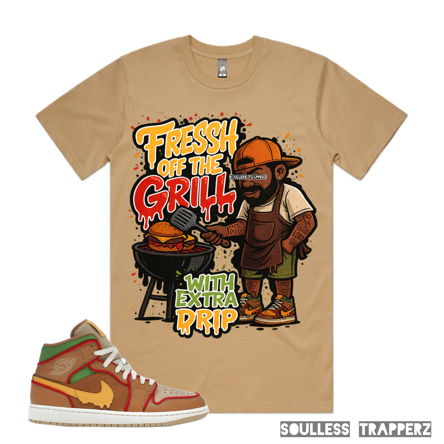 “FRESSH OFF THE GRILL” Soulless Trapperz Original Premium T-Shirt